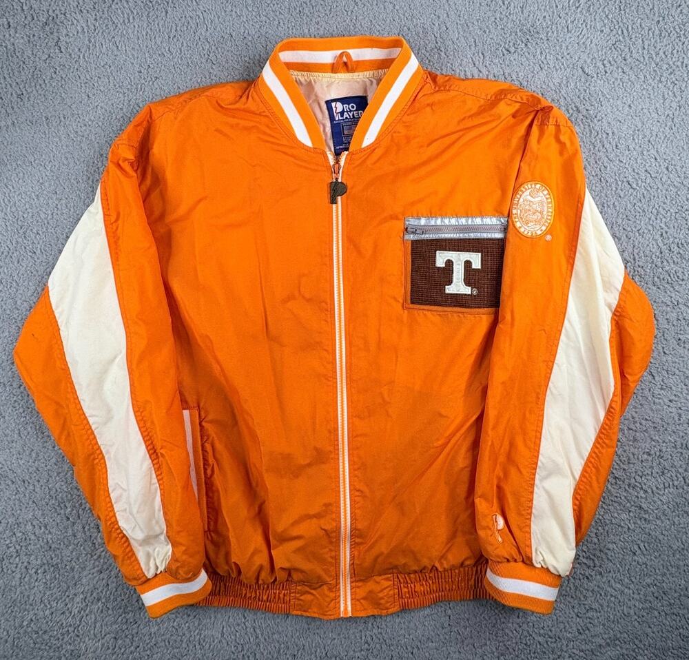 Vintage Pro Player Tennessee Volunteers Bomber Jacket Mens Large Orange Full Zip